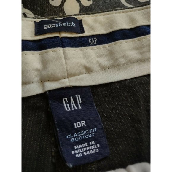 Womens Gap Stretch Brown Pinstripe Pants Slacks Classic Fit Bootcut 10 Mid Rise - Picture 4 of 5